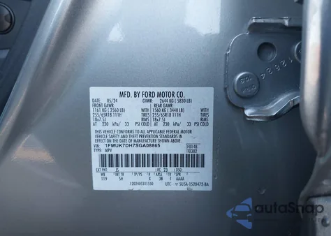 2025 Ford Explorer Active from USA, damaged, VIN 1FMUK7DH7SGA08865